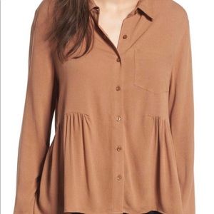 BP Nordstrom Womens Tan High Low Tunic Top Size S Small